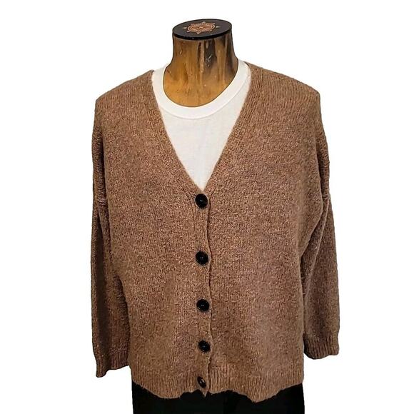Zara Knit Italian Yarn Men's Cardigan Sweater Brown Size Medium - Picture 1 of 5